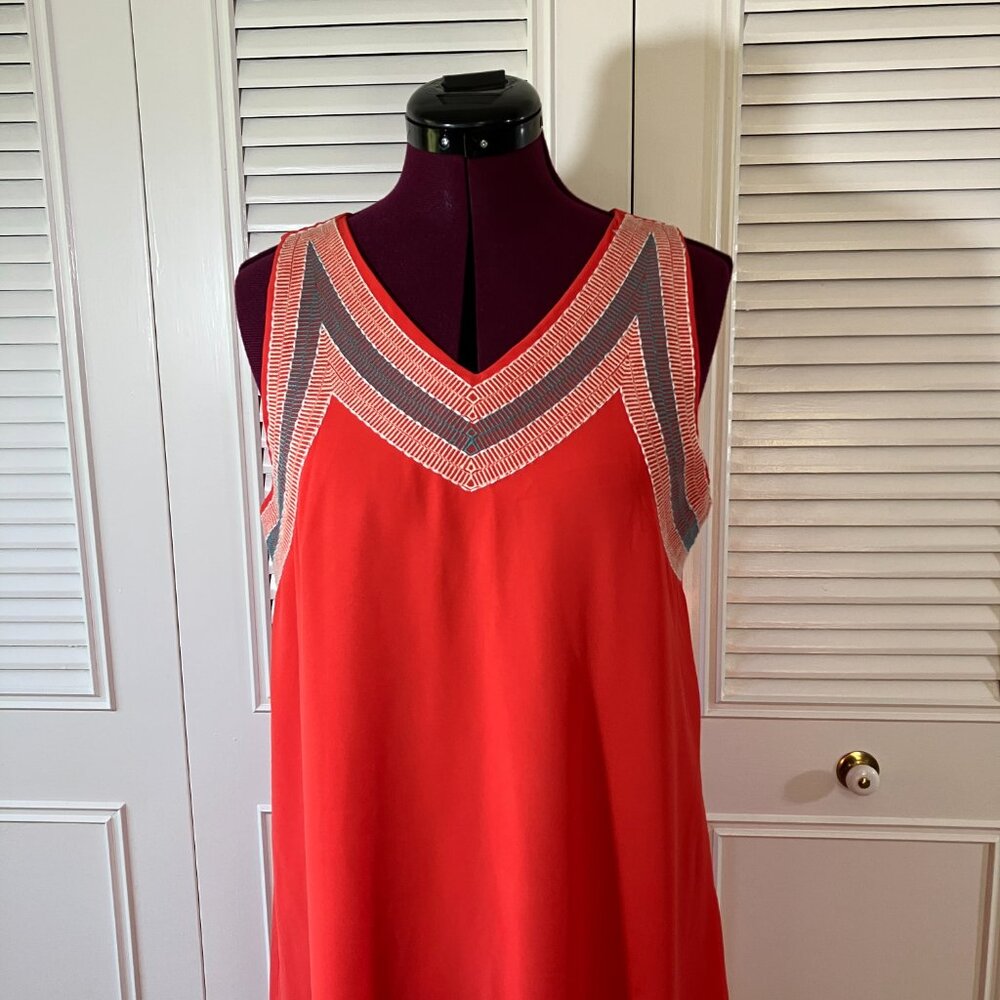 Ya Los Angeles Silk Blend Coral Orange Sleeveless Dress Size Large